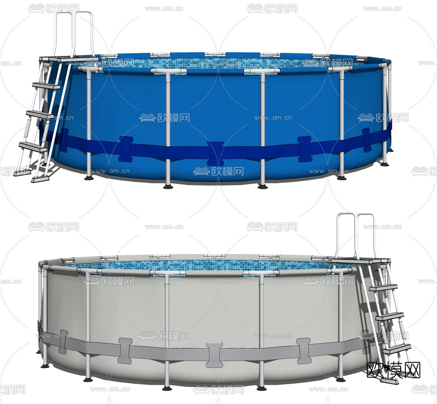 现代活动泳池su模型