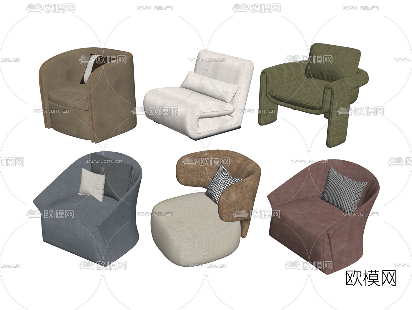 现代布艺休闲沙发su模型下载（渲染图2）