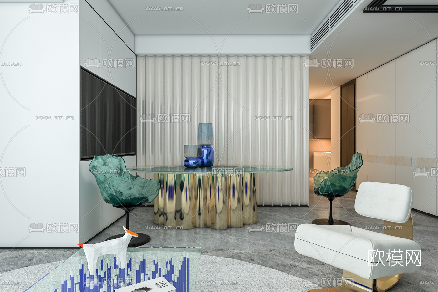 LSD葛亚曦设计 现代客厅餐厅3d模型