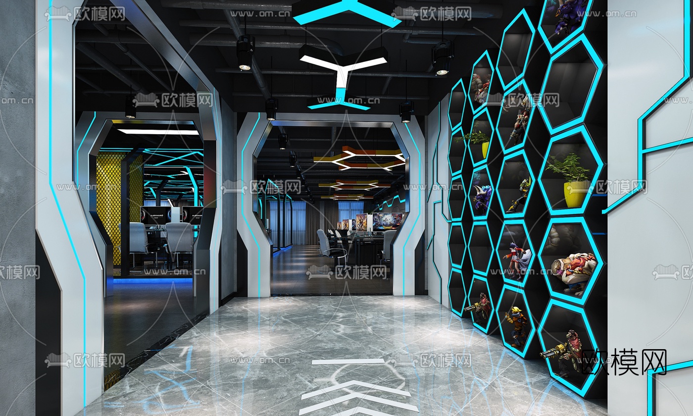 现代电竞网吧3d模型
