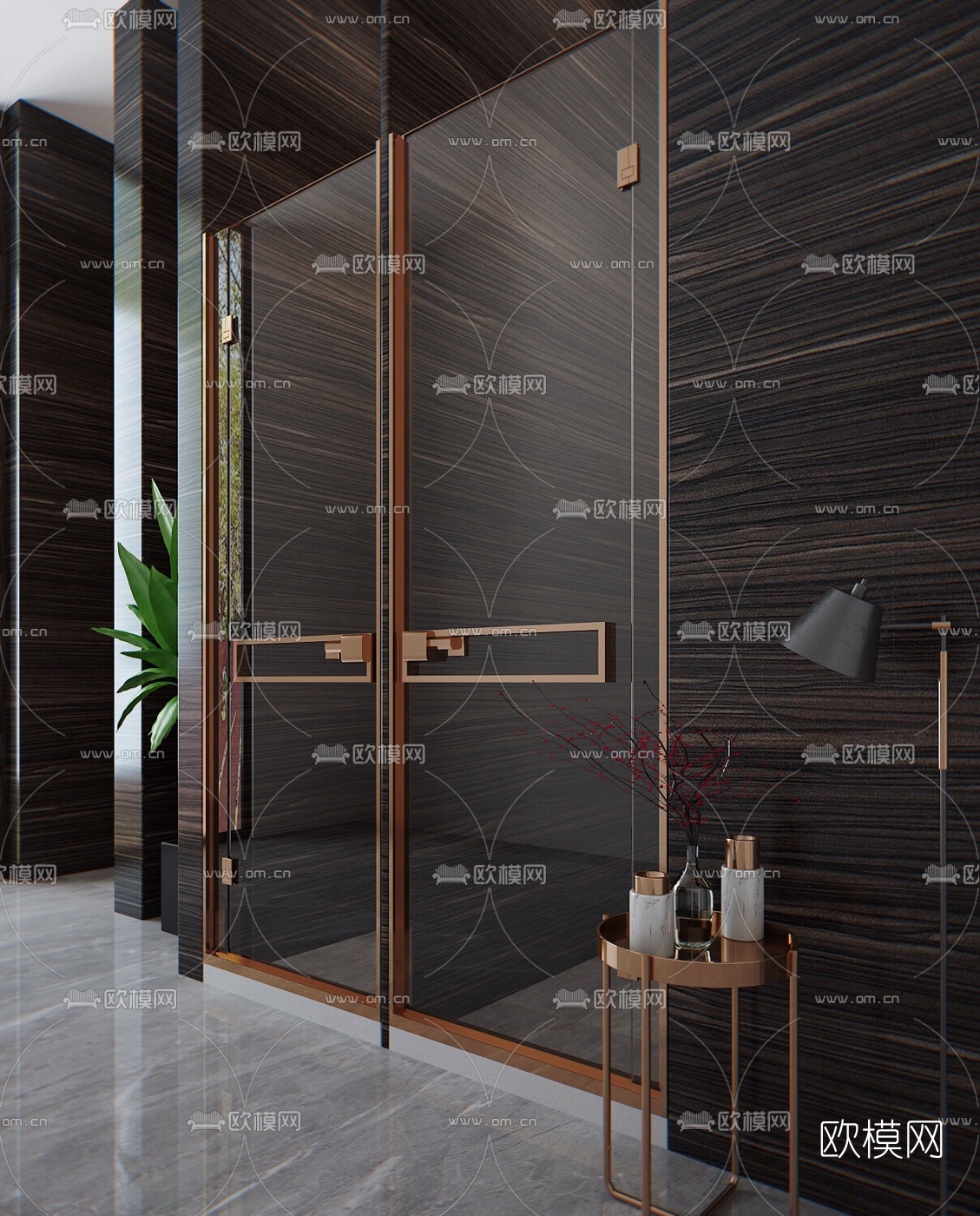 现代浴室淋浴房3d模型下载（渲染图1）