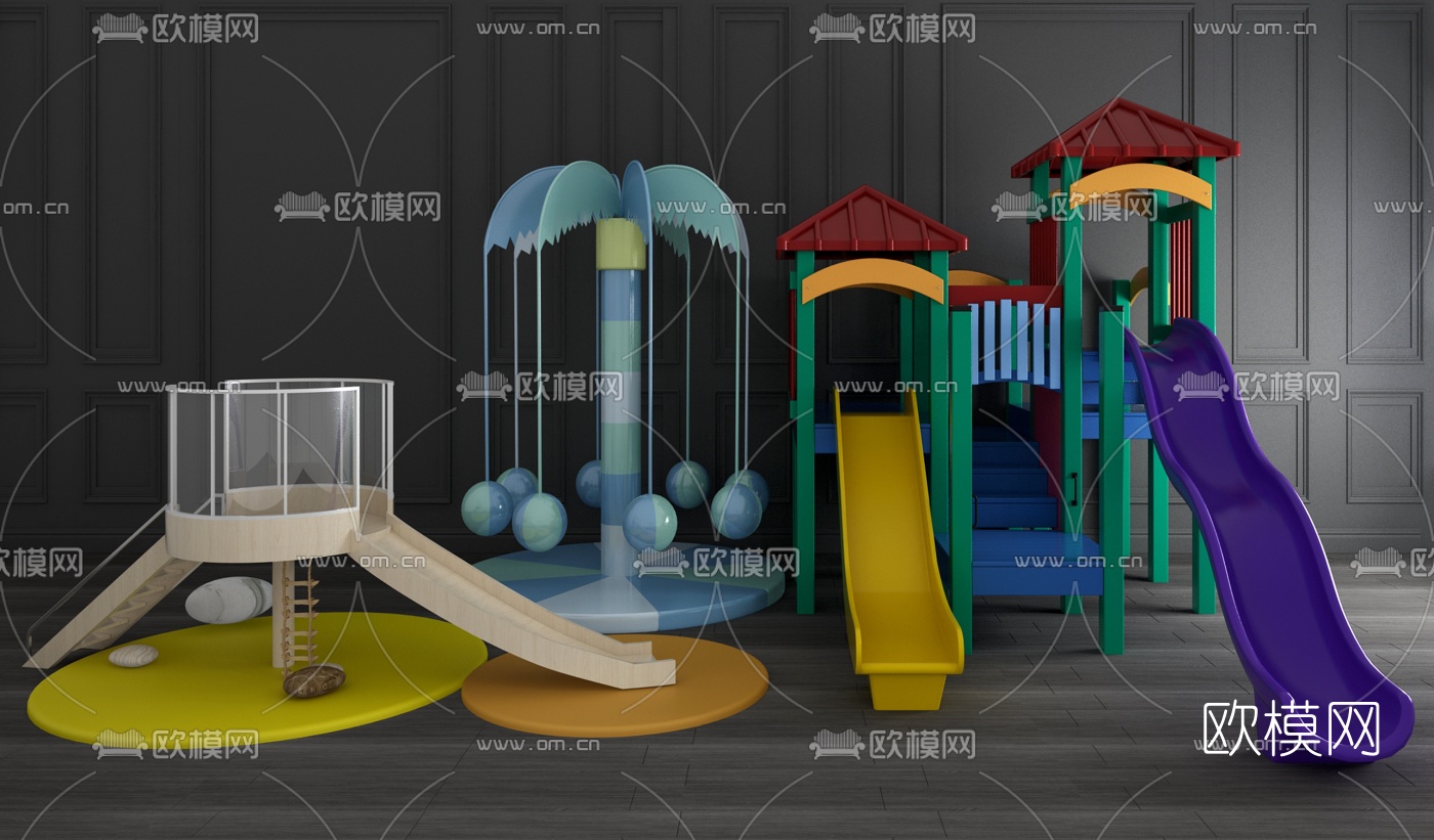 现代儿童滑梯游乐设施3d模型