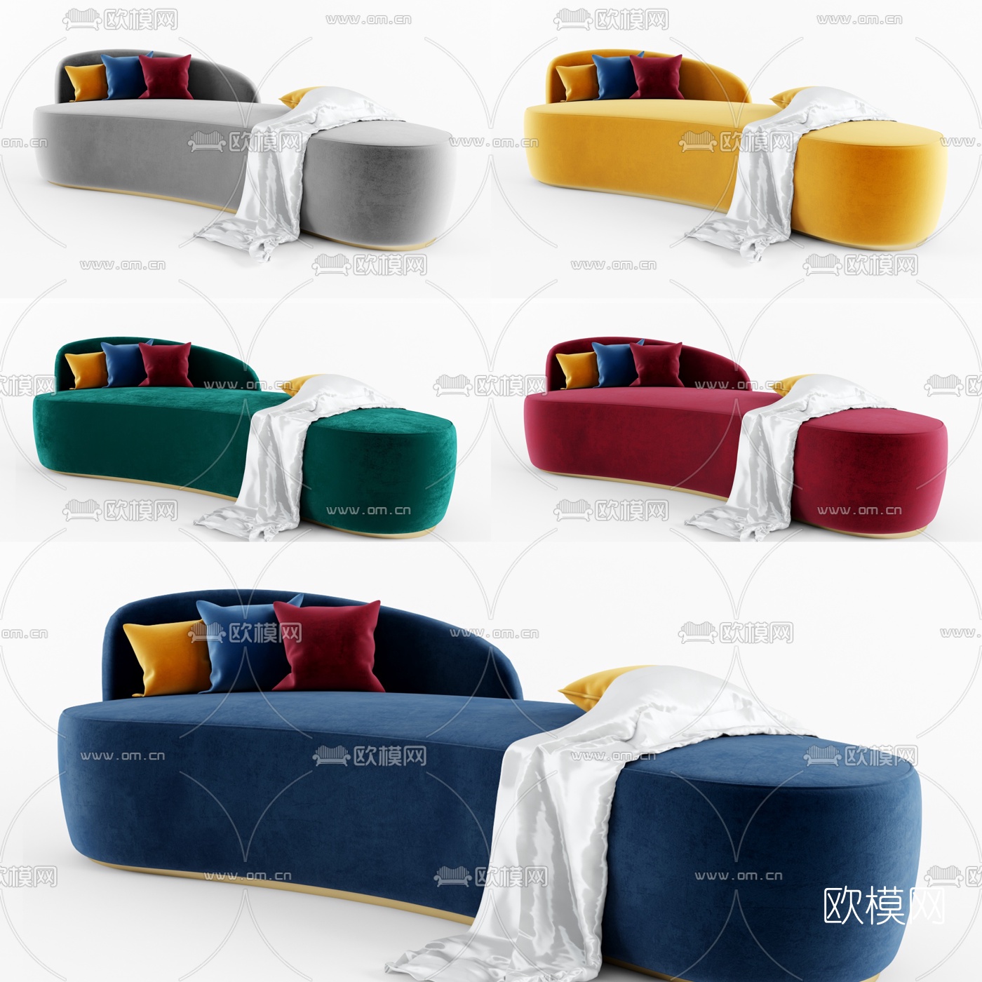 现代布艺贵妃椅3d模型
