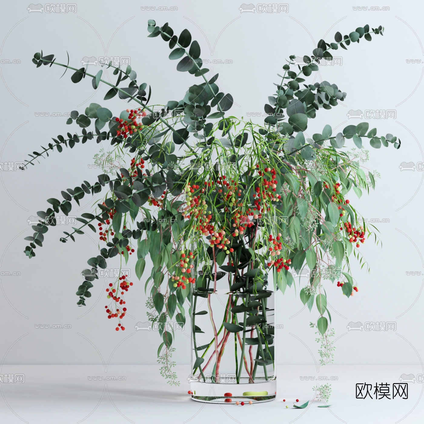现代透明玻璃花瓶3d模型