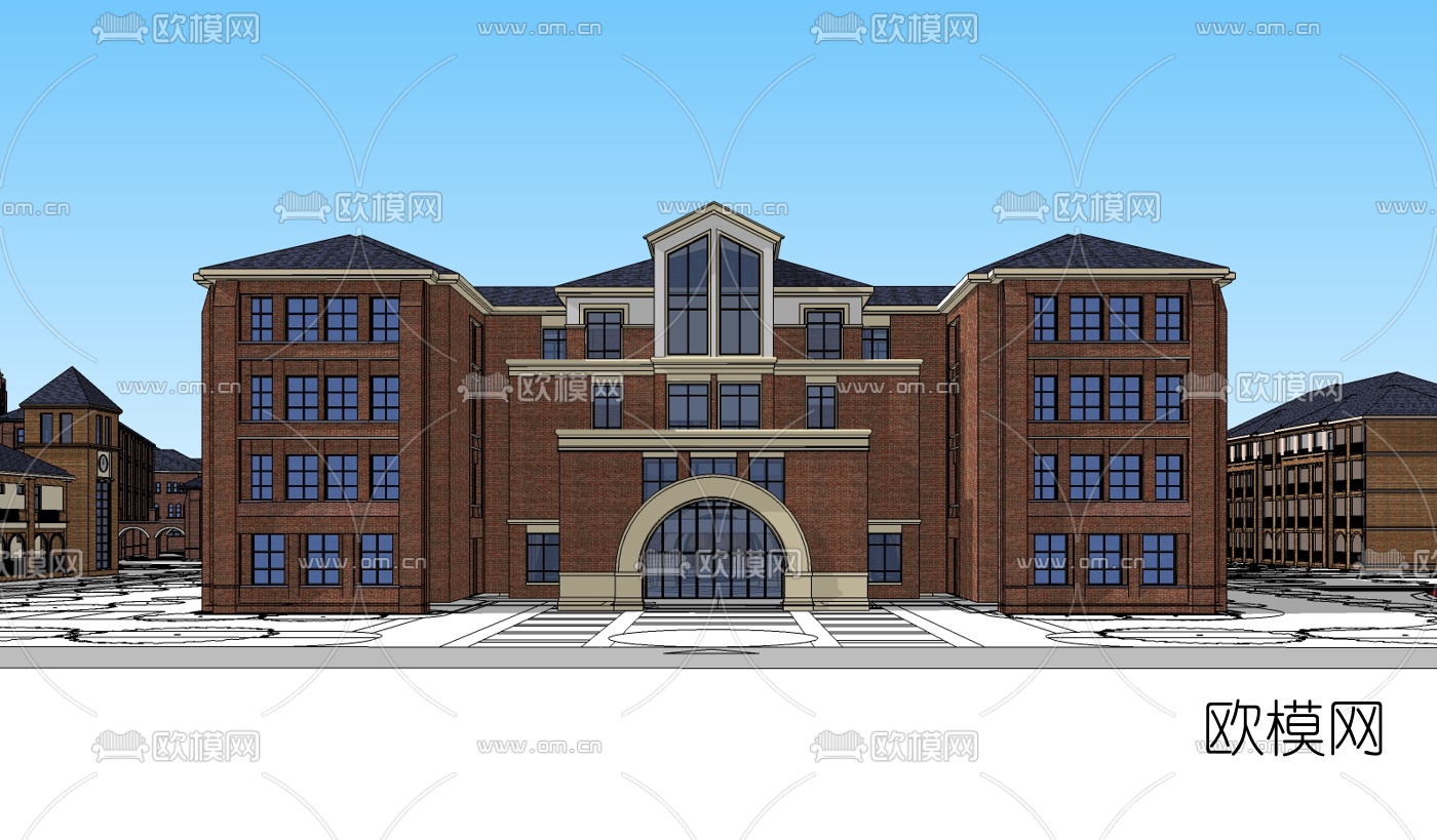 欧式教学楼su模型下载（渲染图4）