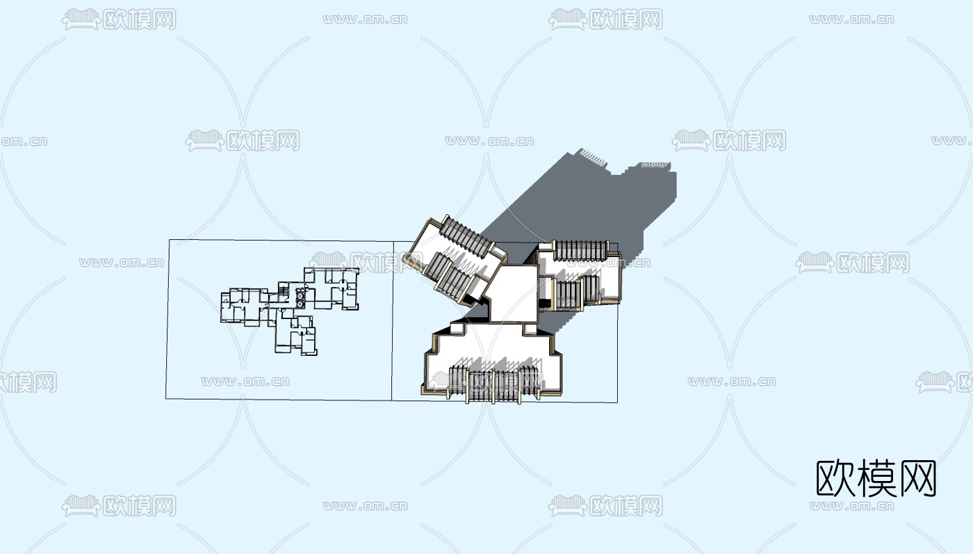 新古典高层公寓楼su模型下载（渲染图1）