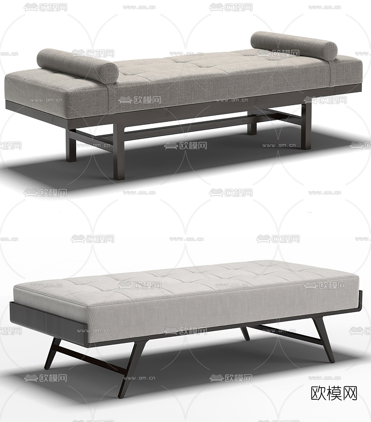 现代布艺床尾凳3d模型下载