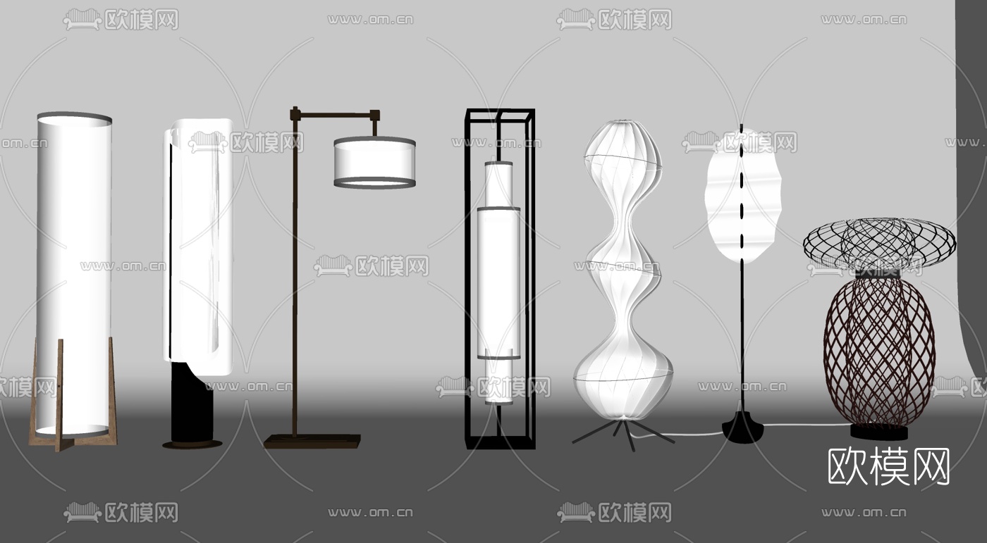 新中式落地灯su模型下载（渲染图2）