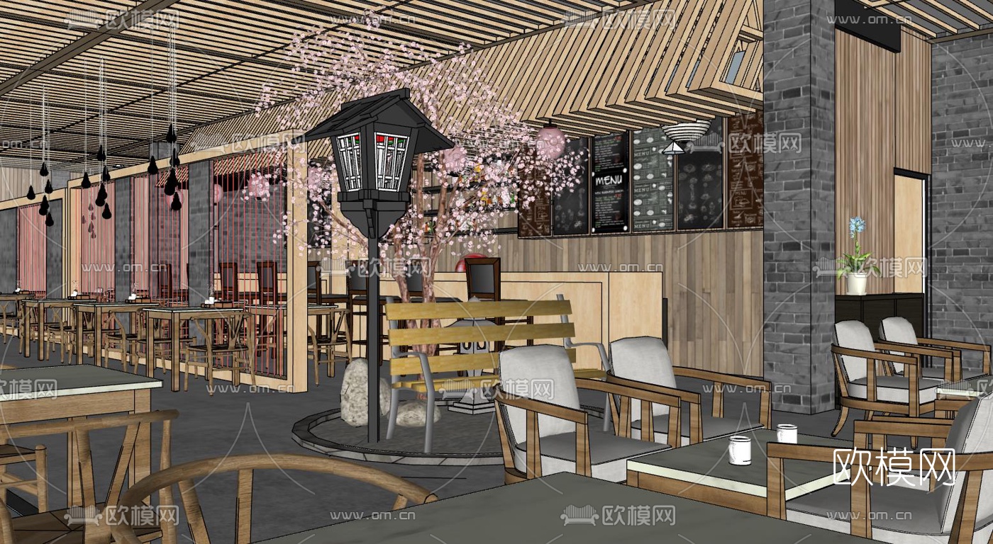 日式料理餐厅su模型