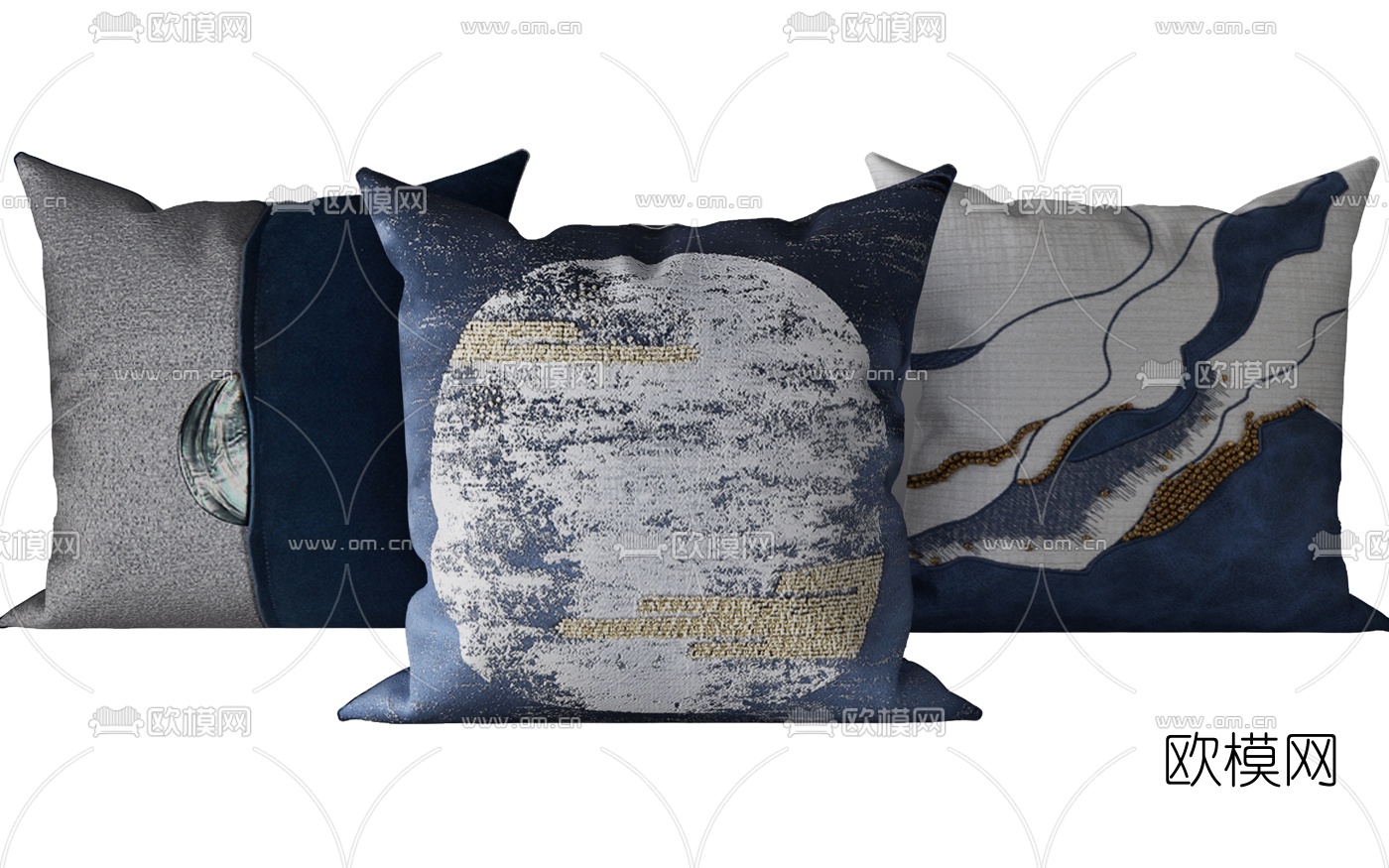 新中式轻奢抱枕组合3d模型下载（渲染图4）