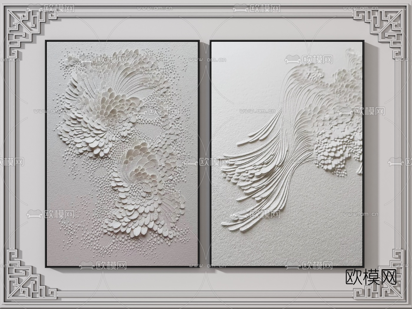 现代浮雕装饰画3d模型下载_ID10040226_3dmax免费模型-欧模网