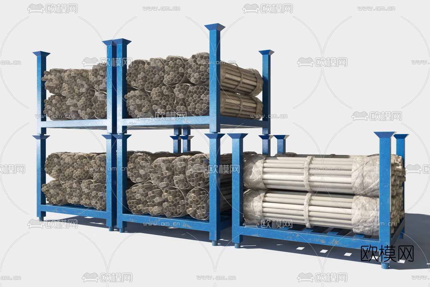 现代仓库钢管钢管架3d模型下载