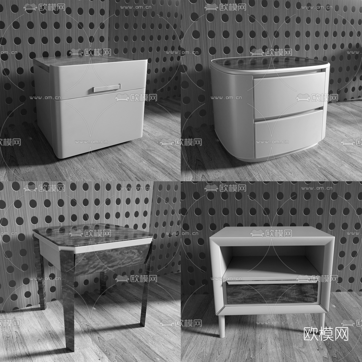 宾利现代实木床头柜组合3D模型下载（渲染图6）