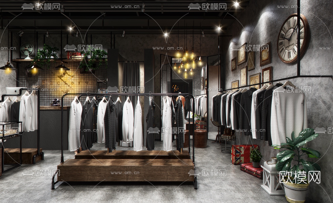 工业风服装店3d模型下载（渲染图4）