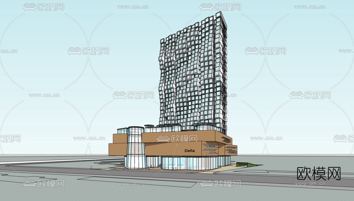 现代办公楼su模型下载