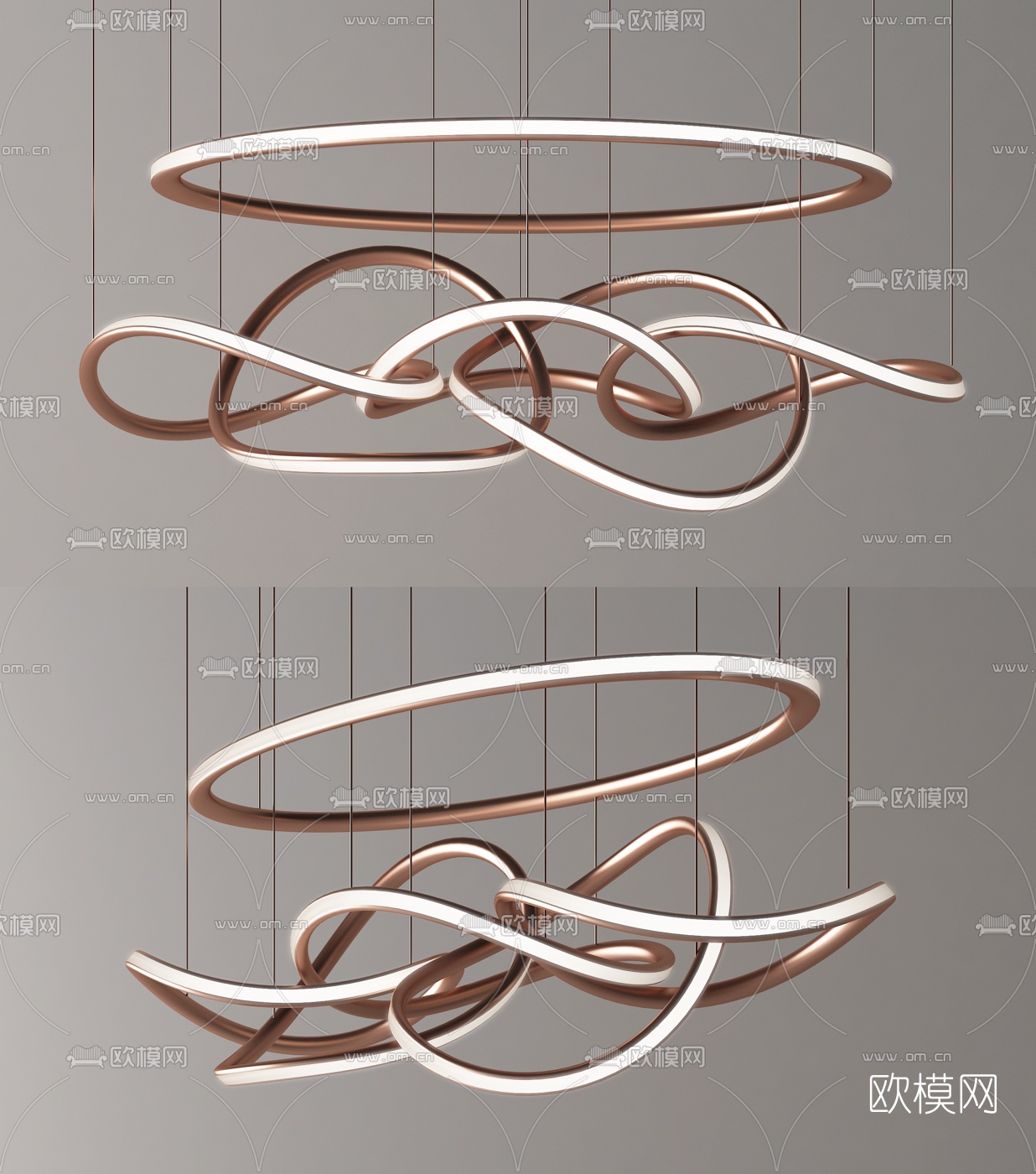 现代金属环形吊灯3d模型-免费3dmax模型库-欧模网