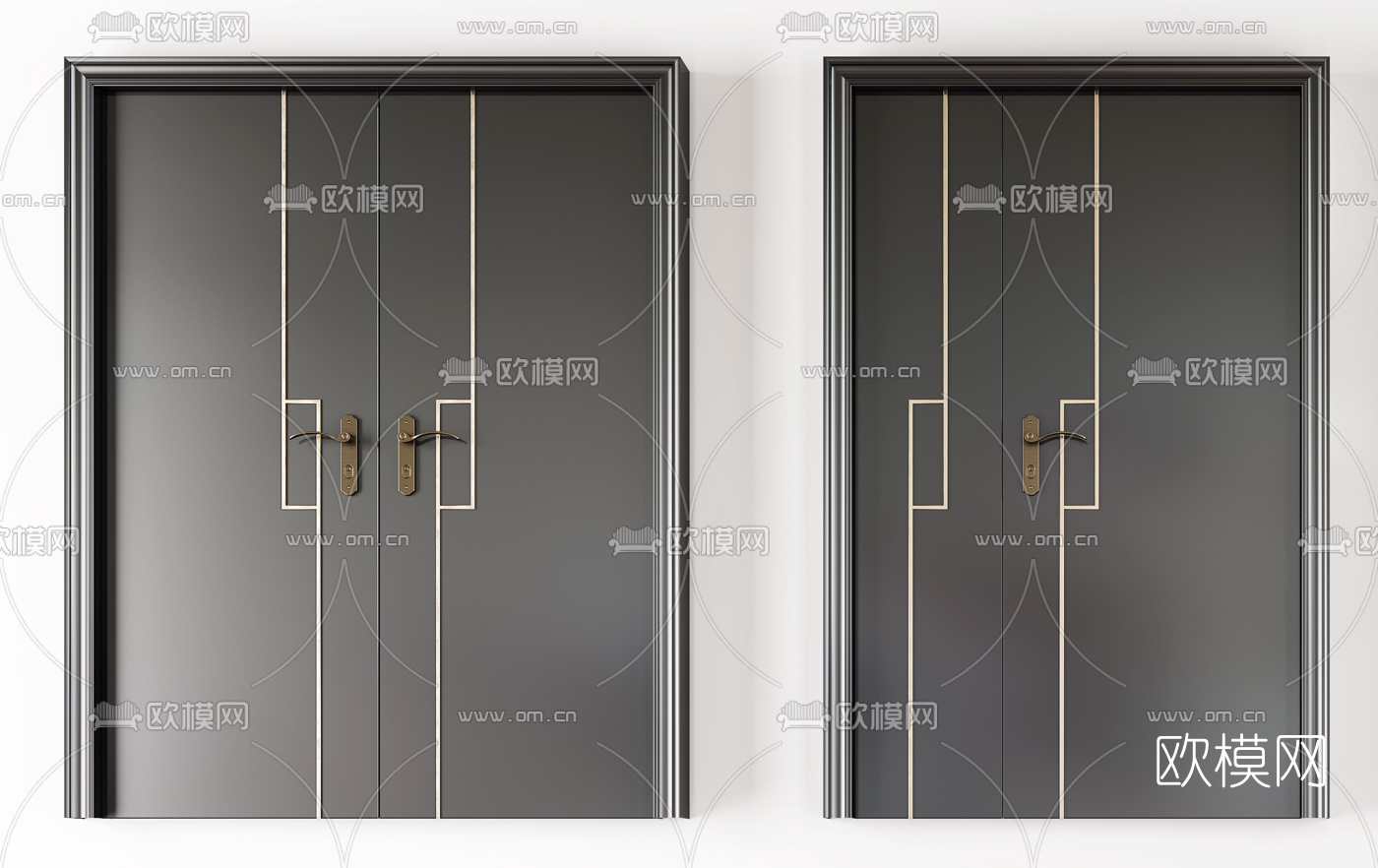 现代烤漆房门单开门双开门子母门3d模型