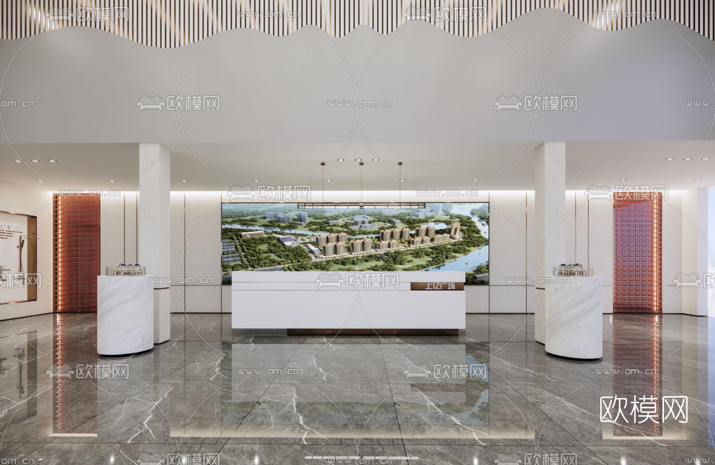 现代轻奢售楼处su模型下载（渲染图3）