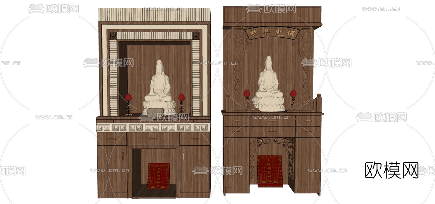 新中式佛龛su模型下载