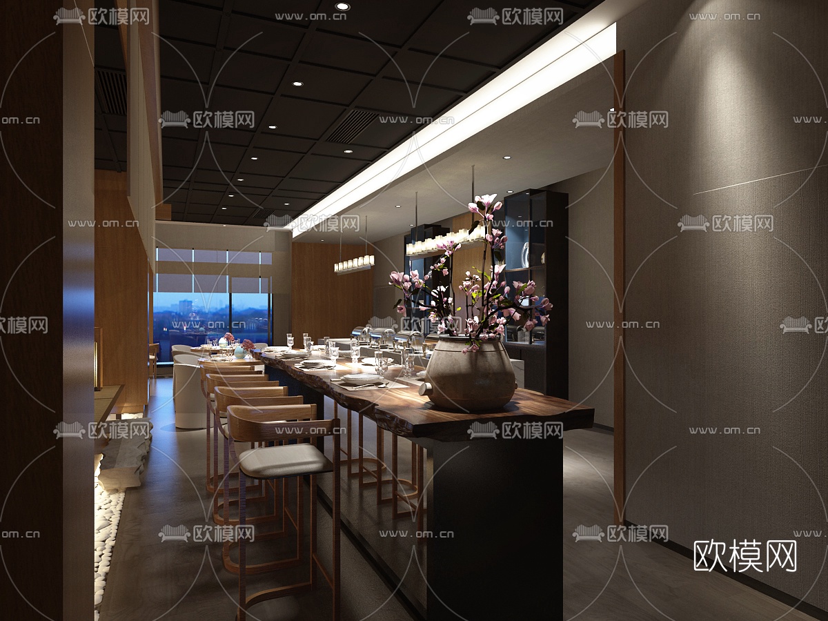 中式餐厅3D模型