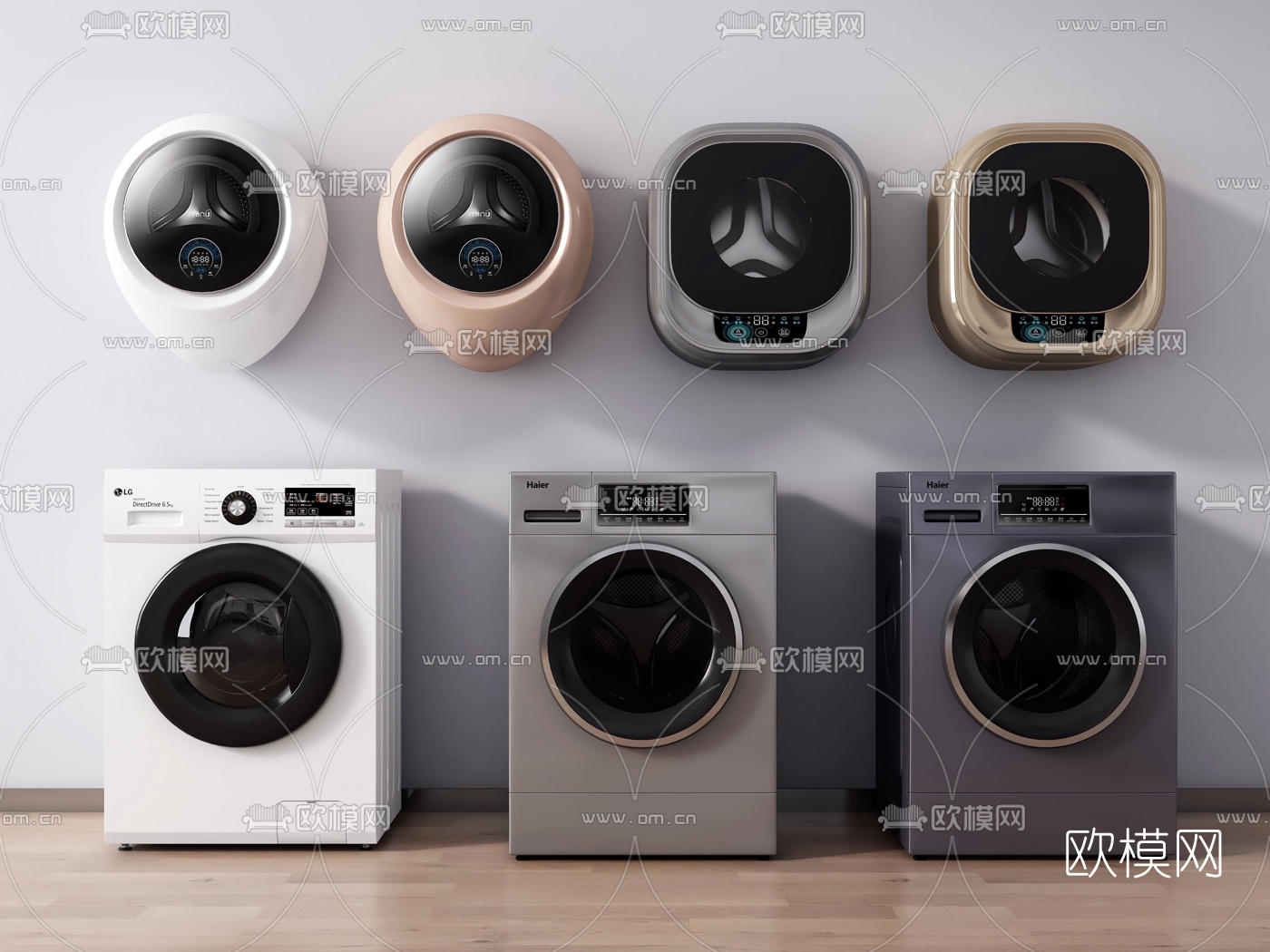 现代滚筒洗衣机3d模型下载