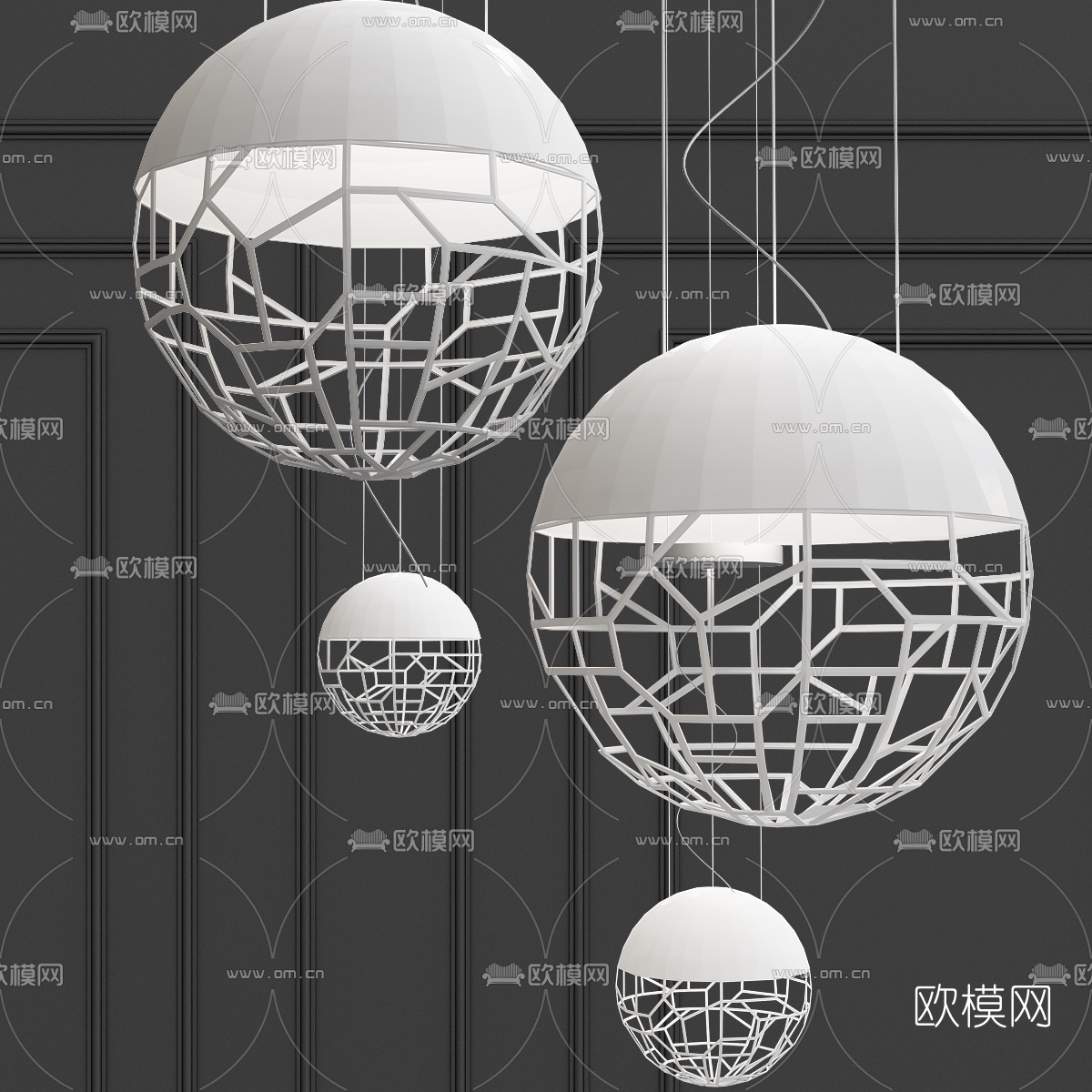 现代球形吊灯3d模型-免费3dmax模型库-欧模网
