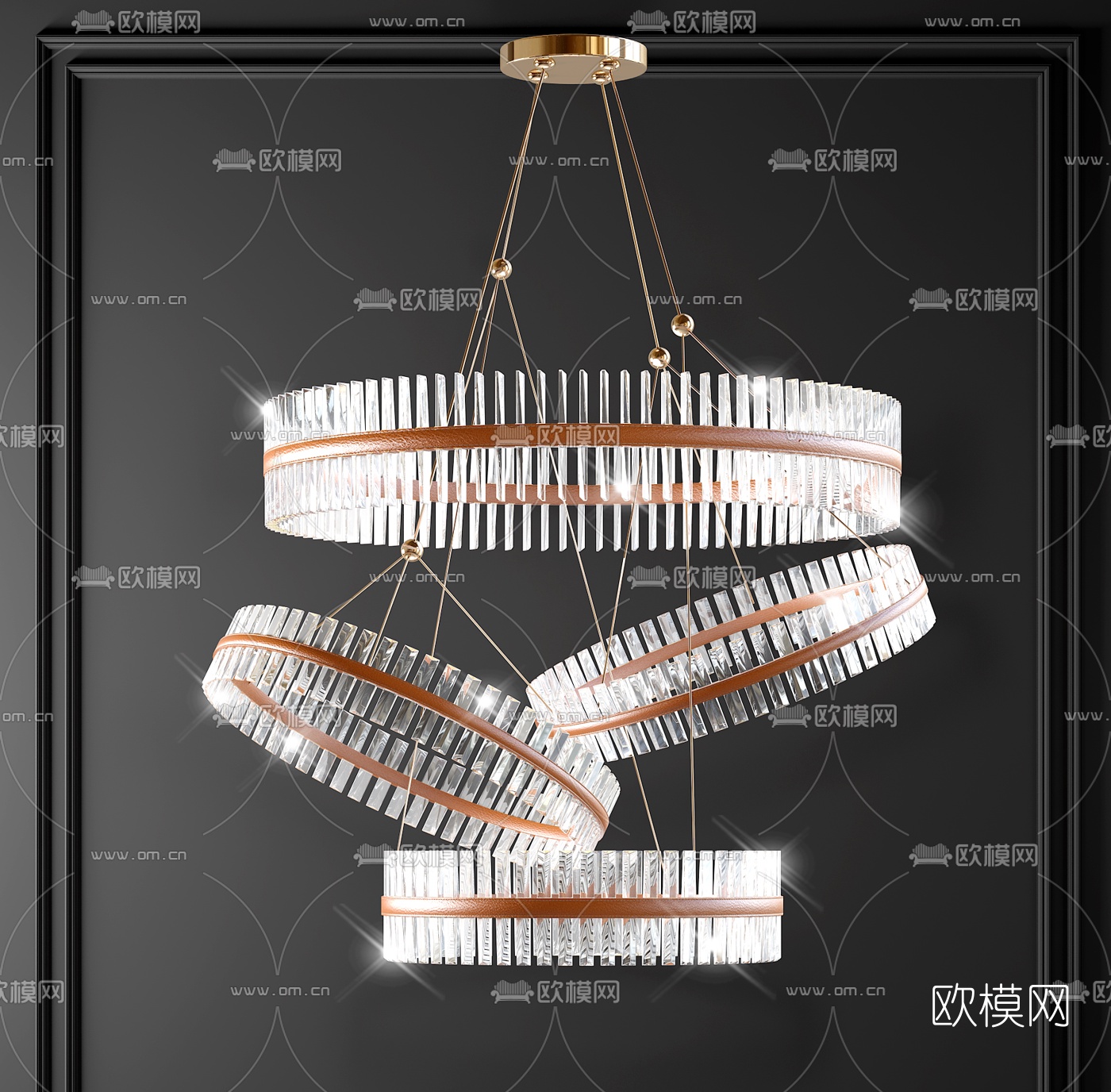 现代轻奢水晶吊灯3d模型下载