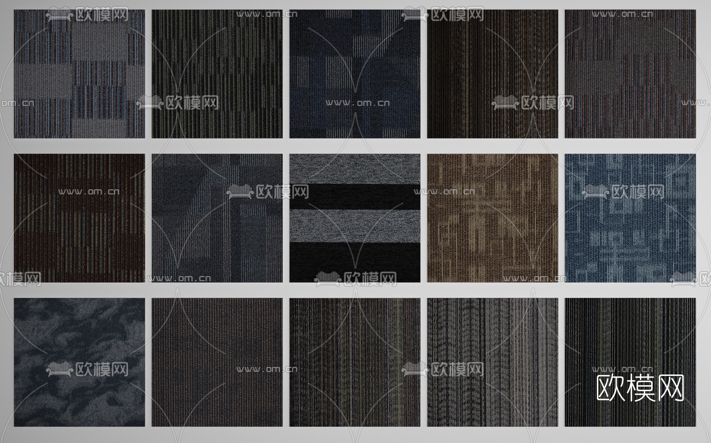 现代方形布艺地毯3d模型下载