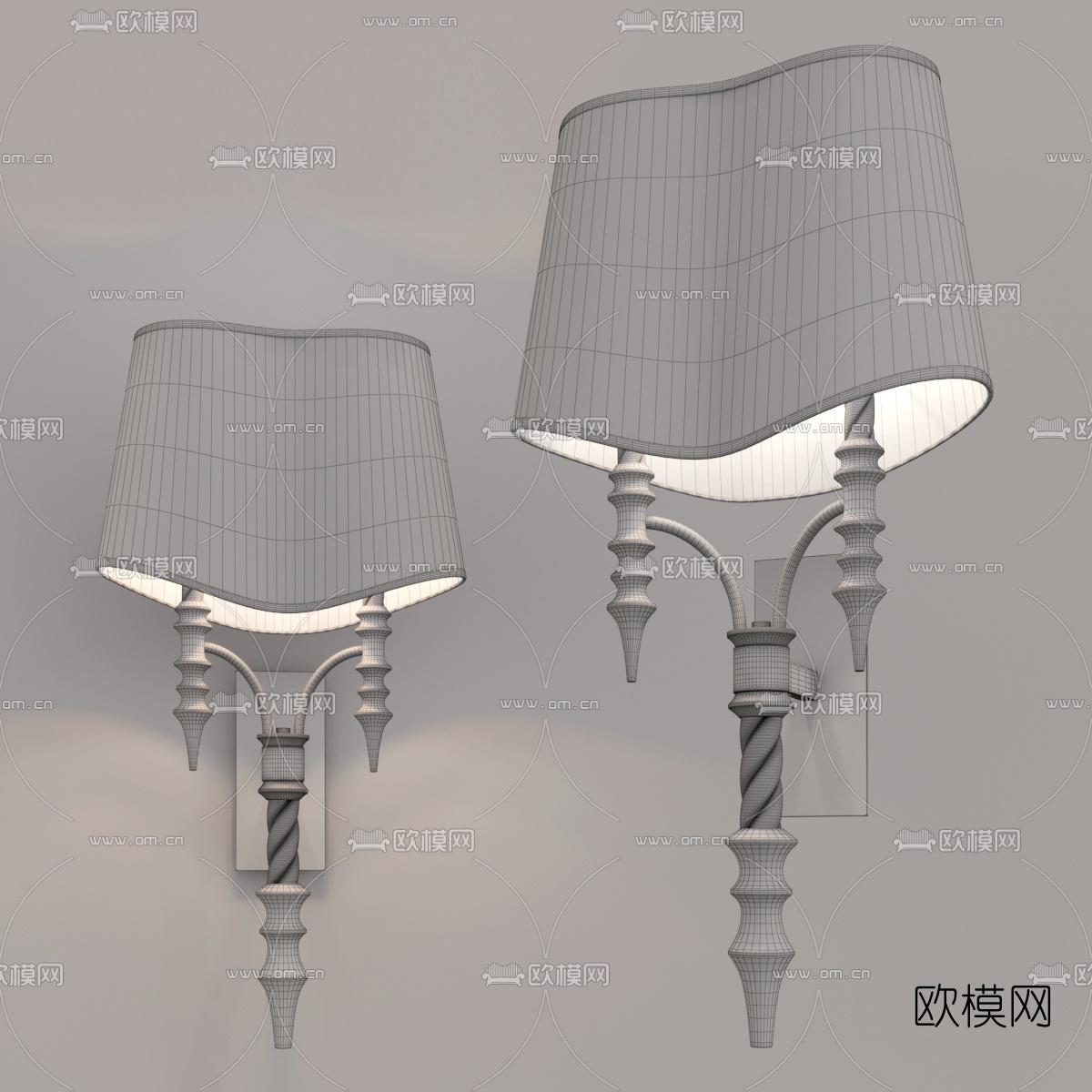 简欧金属壁灯3d模型下载（渲染图2）