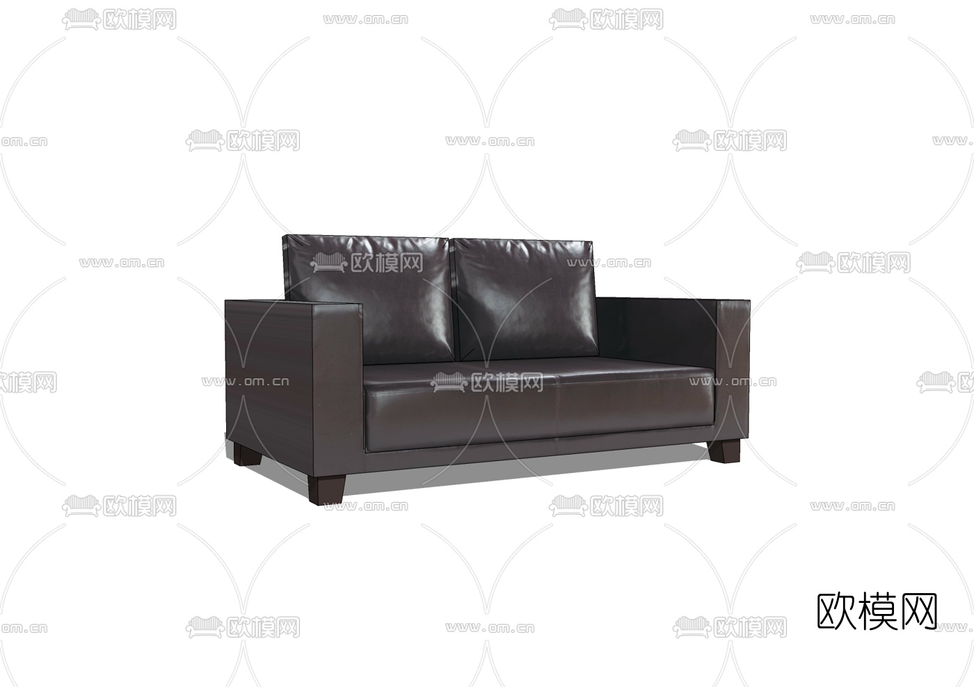 现代皮革双人沙发免费su模型下载