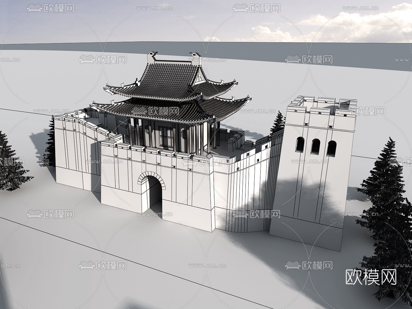 中式古建城楼3d模型