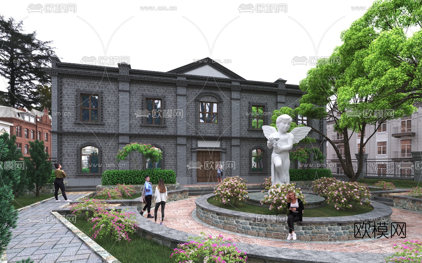 简欧公园园林景观3d模型