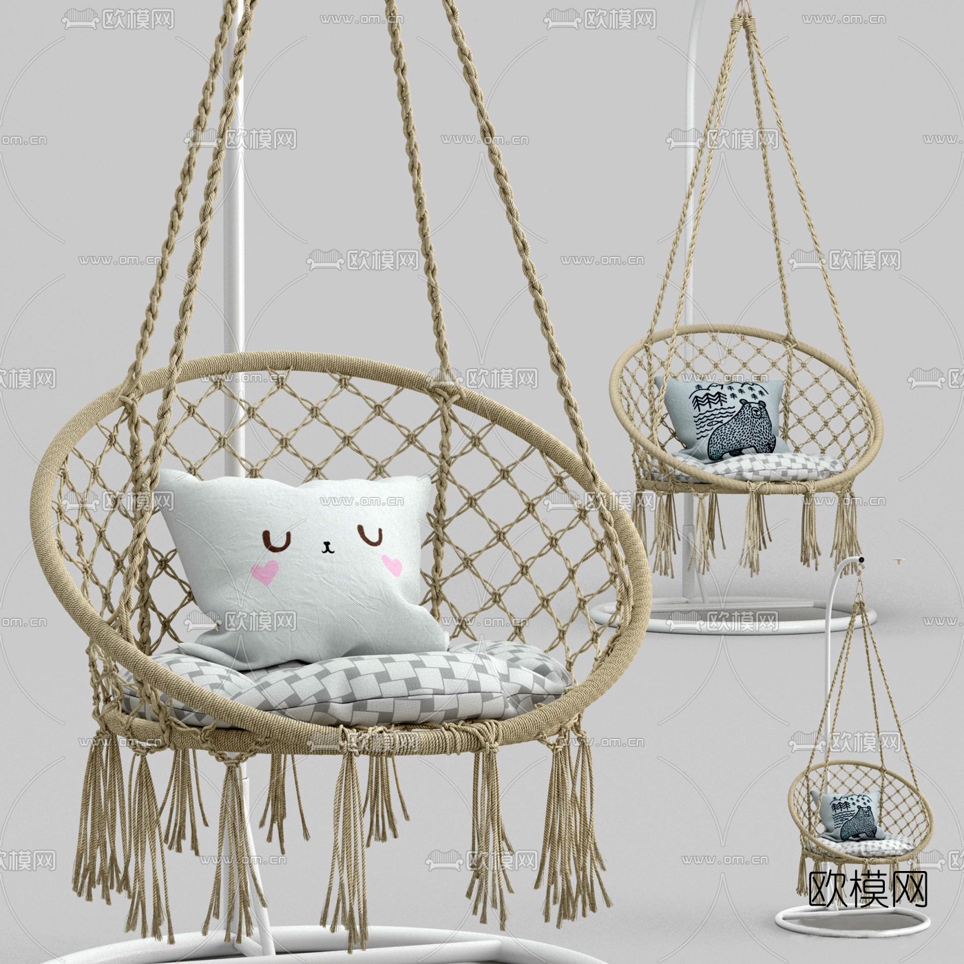 北欧藤编吊椅3d模型