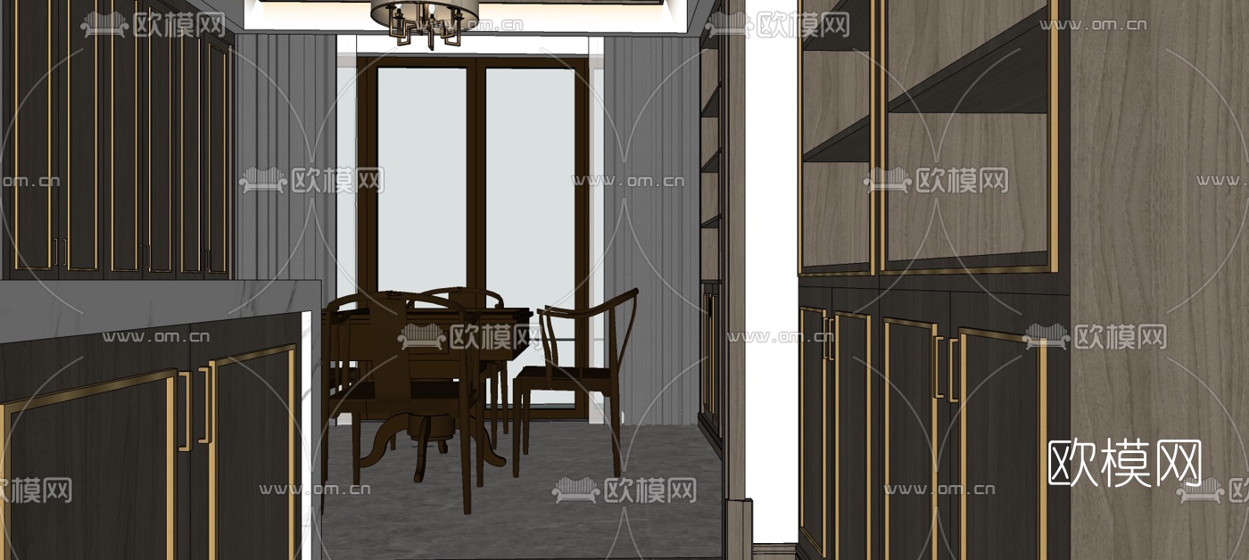新中式台球室su模型下载（渲染图7）
