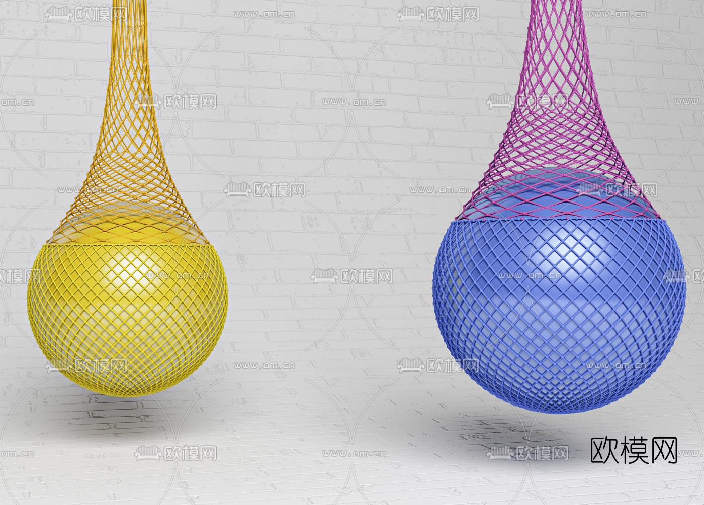 现代儿童吊球玩具3d模型下载（渲染图2）