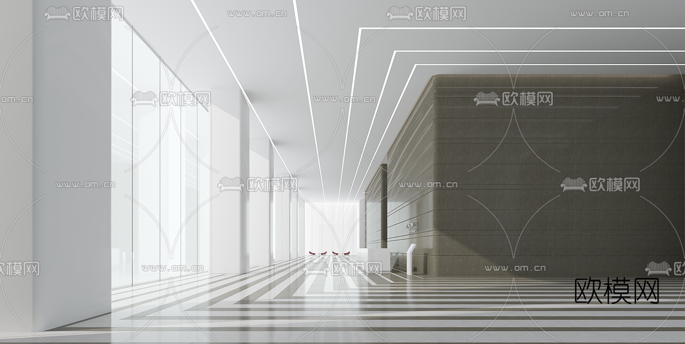 现代办公商务大堂3D模型下载_ID10125712_3dmax免费模型-欧模网
