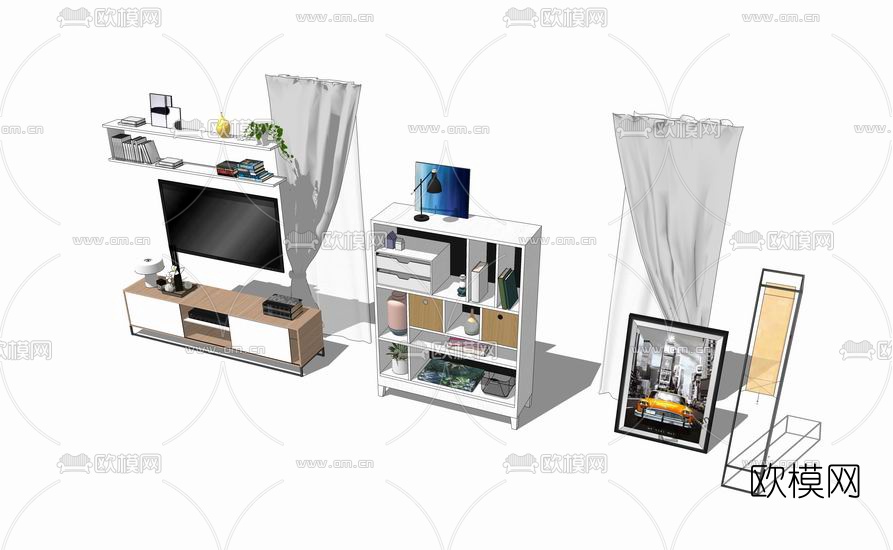 现代沙发组合su模型下载（渲染图1）