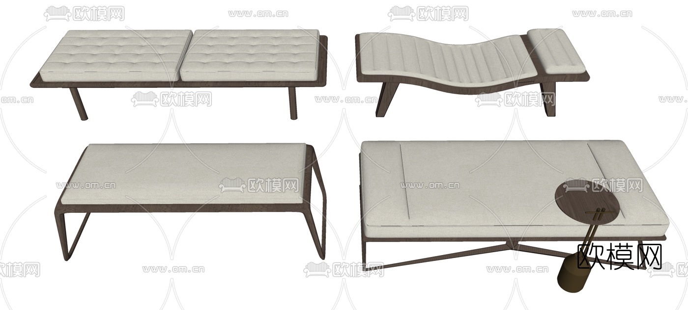 新中式脚凳组合su模型下载（渲染图1）
