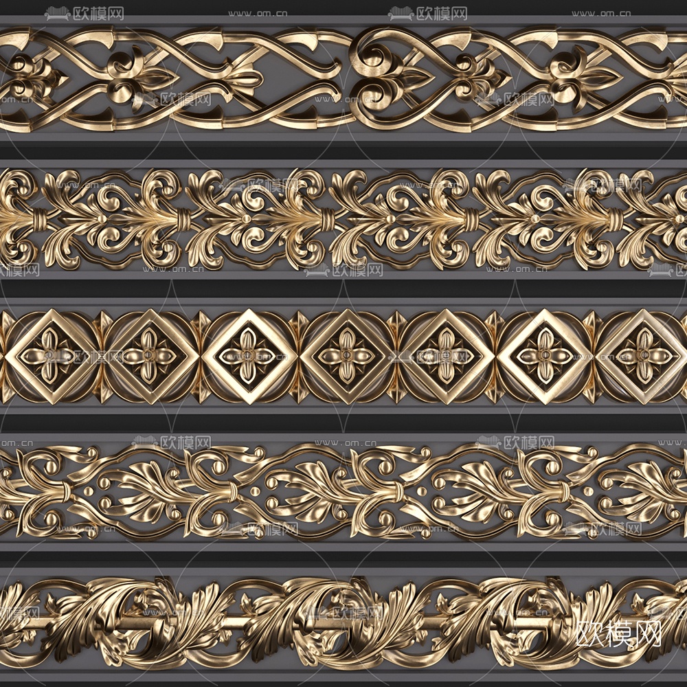 欧式金属花格线条组合3d模型下载（渲染图1）