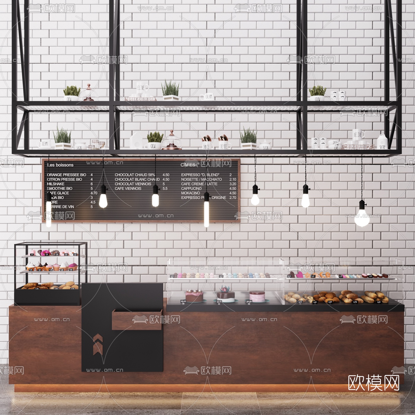 工业风吧台3d模型下载（渲染图1）