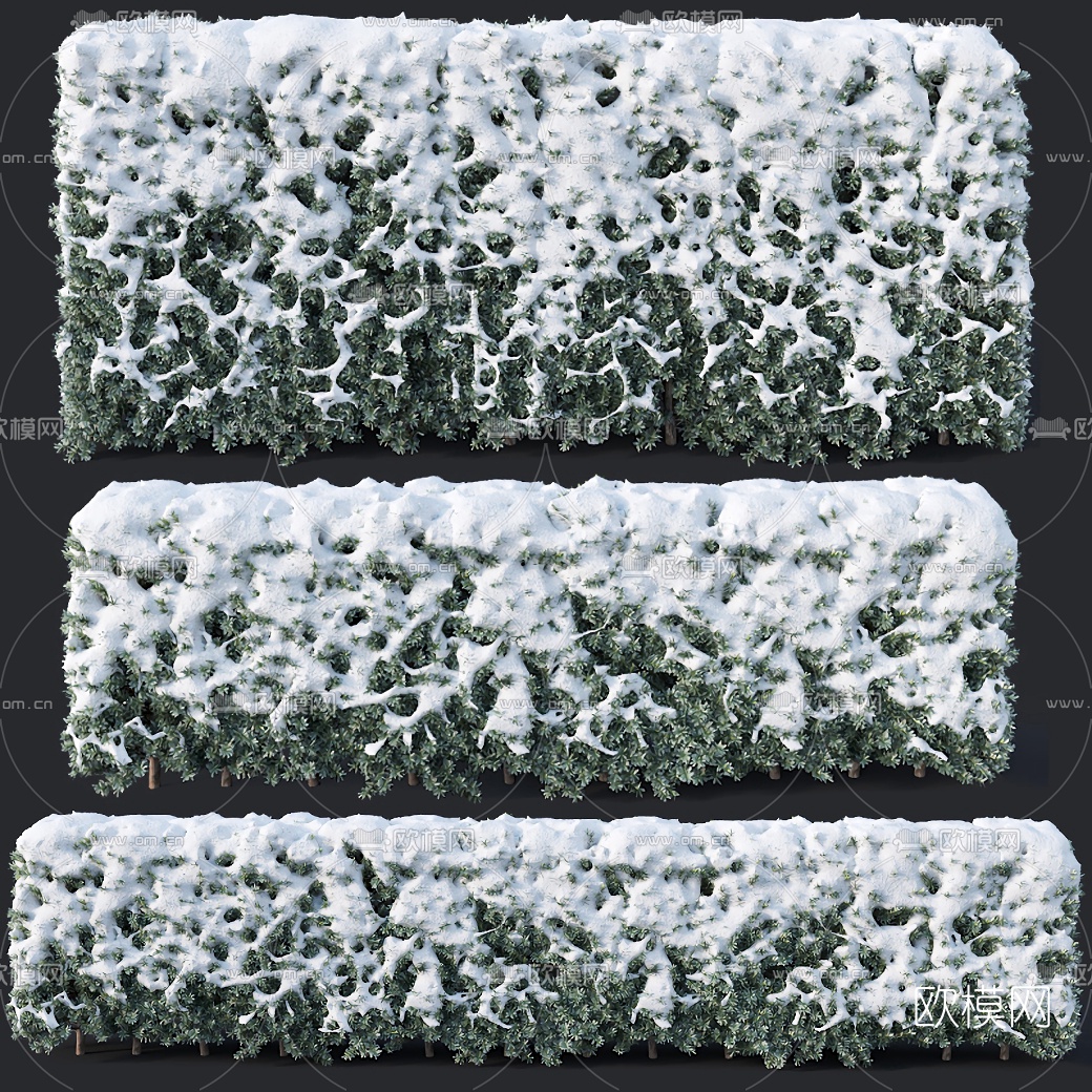 现代雪景灌木3d模型下载