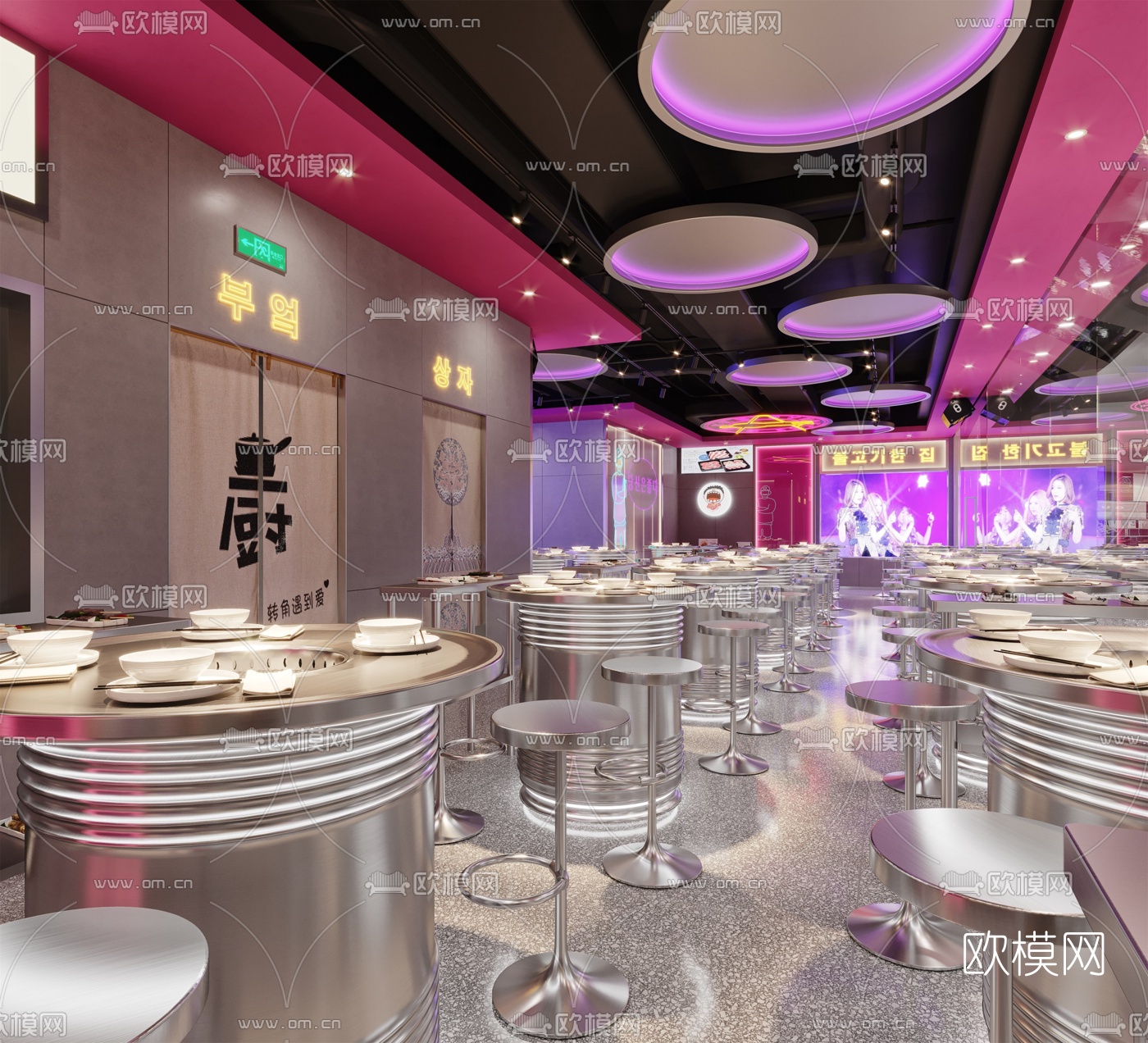 后现代韩式烤肉店3d模型