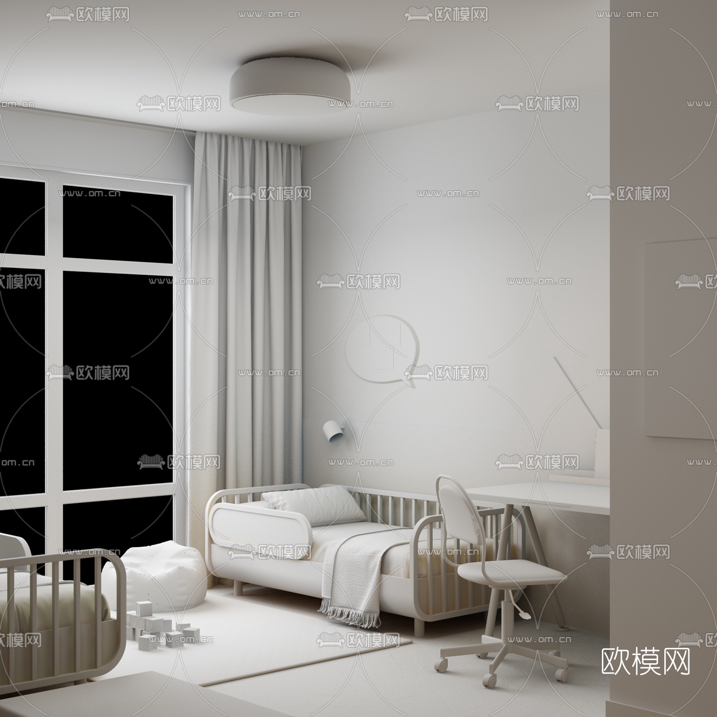 Zrobym architects设计 北欧婴儿床3d模型下载（渲染图2）