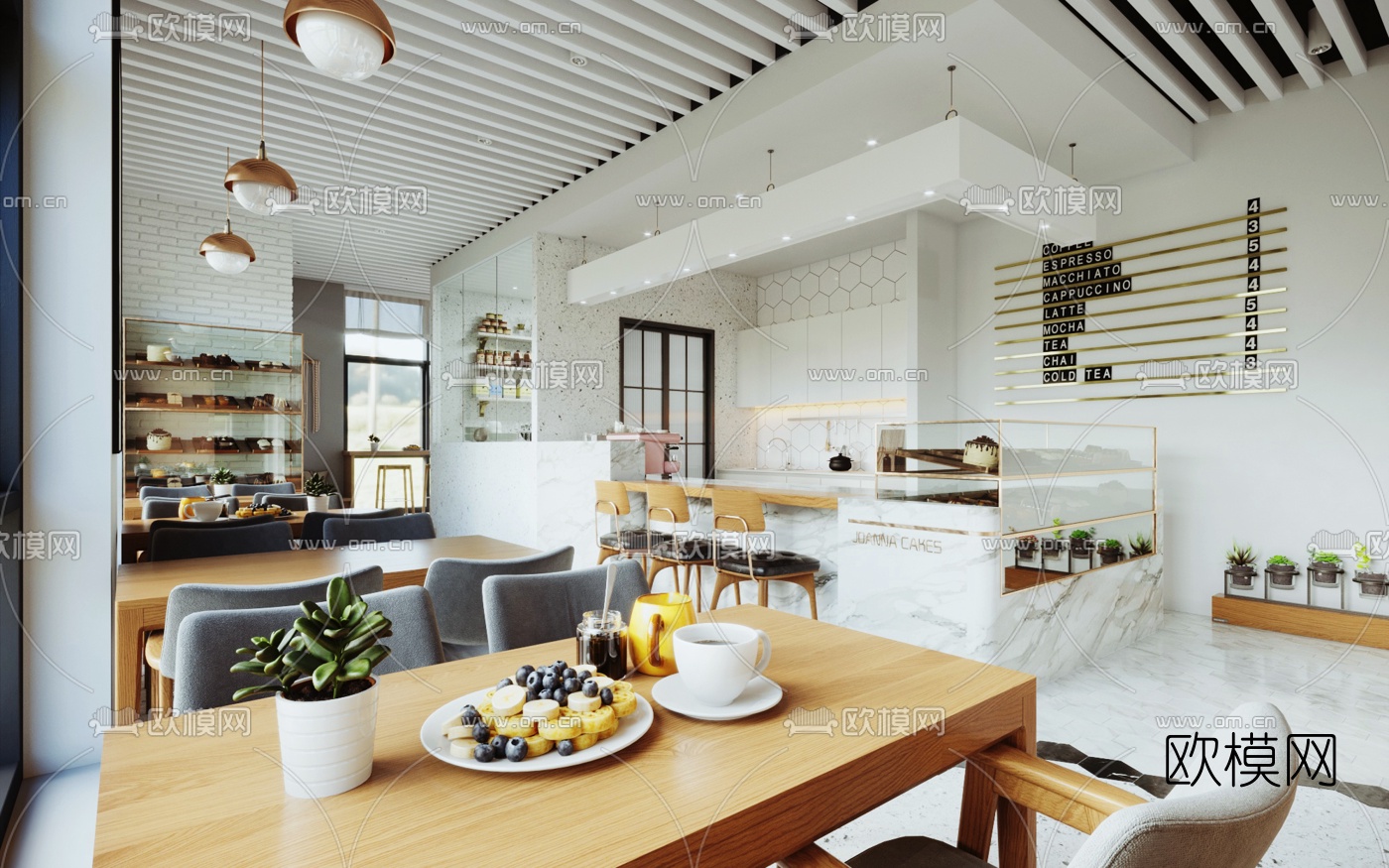 北欧咖啡厅甜品店3d模型下载（渲染图1）