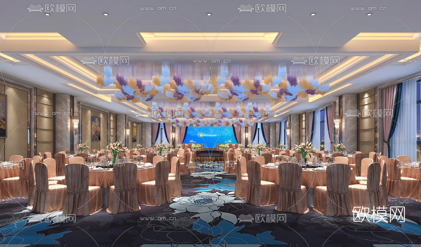 现代宴会厅3d模型