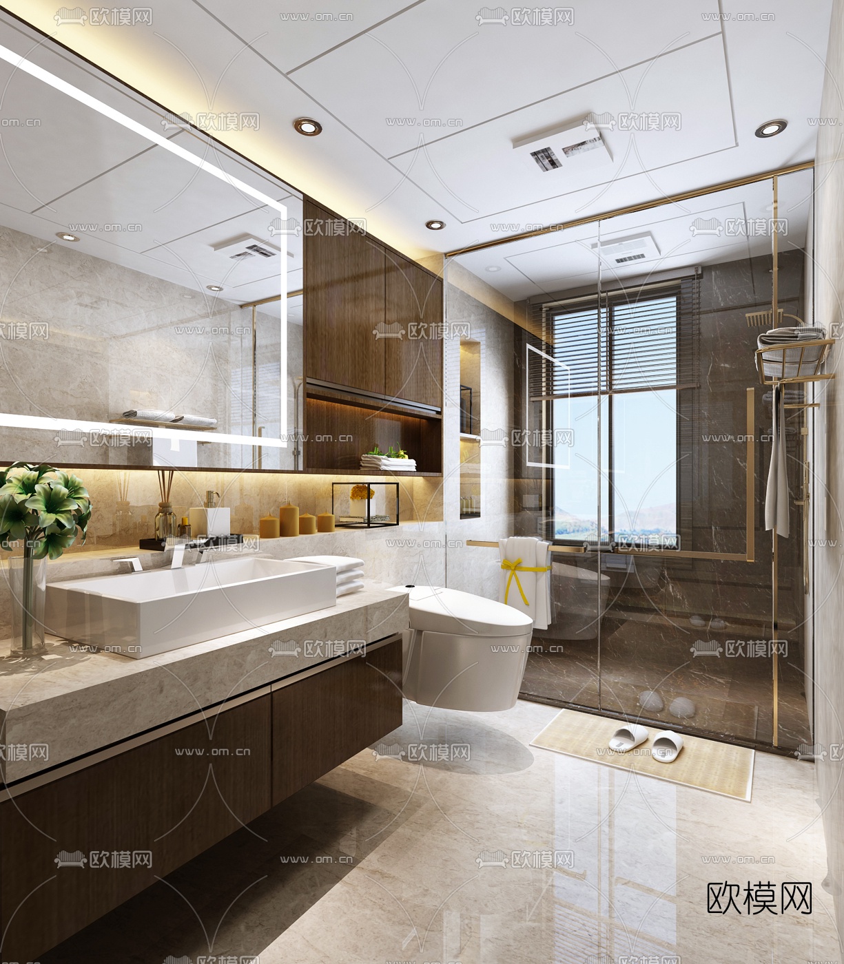 现代港式卫生间浴室3d模型-免费3dmax模型库-欧模网
