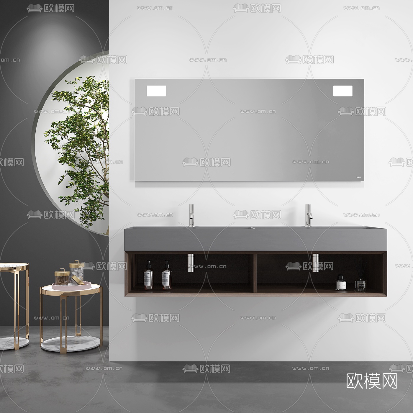 现代浴室柜洗手台3d模型下载（渲染图2）