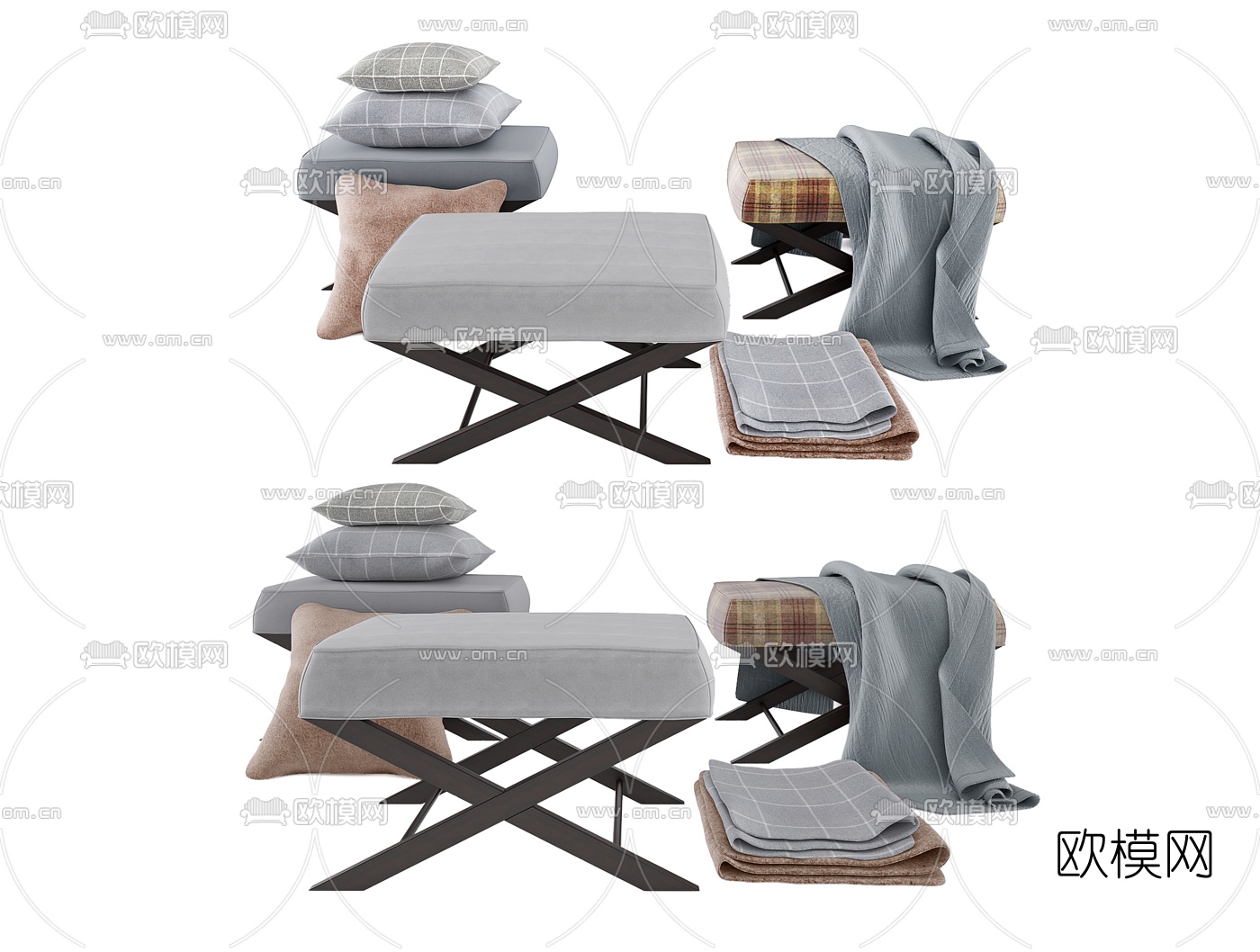 现代布艺凳子3d模型下载