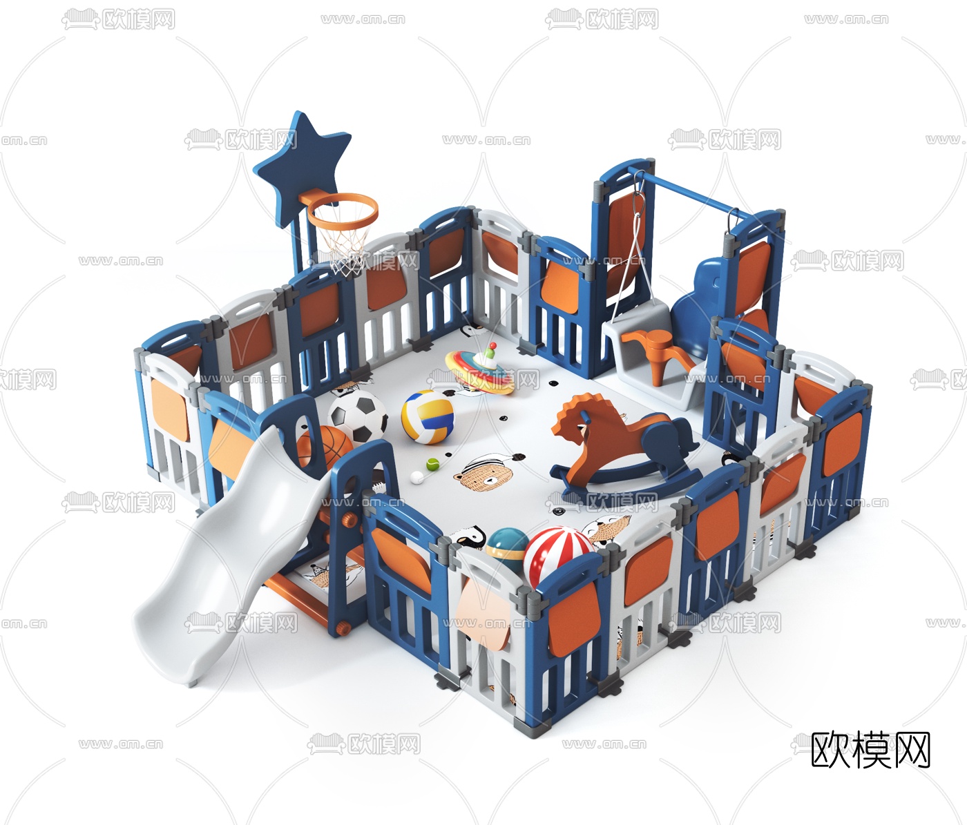 现代儿童游乐设备3d模型