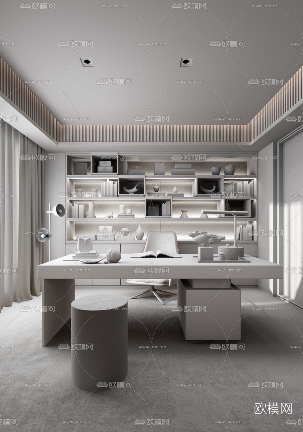 CCD新作 现代书房3d模型下载（渲染图3）